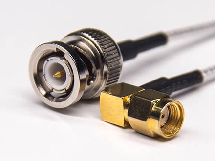 BNC male right-angle cable assembly, RG316, RP