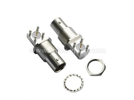 BNC female right-angle PCB mount connector, zinc alloy