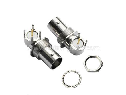 BNC female right-angle PCB mount connector, zinc alloy