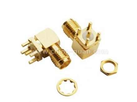 SMA female right-angle bulkhead solder connector